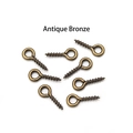 Detail of 8 antique bronze screw eye pins for DIY jewelry making and wood crafts - Bronze