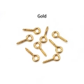 Detailed view of bulk gold plated eye pins for DIY jewelry making and craft projects - 4X10mm (ai-200 Pieces/Pack) / Gold