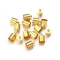 Golden brass bell end caps with loops for DIY jewelry making and leather cord fastening - Internal Diameter 6.5mm / Gold