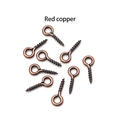 Macro detail of red copper eye pins with screw threads for DIY jewelry making - Antique Red Copper