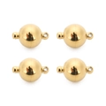 Set of four round gold stainless steel magnetic clasps with loops for jewelry making - 10mm / Gold