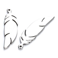 Polierte Feder-Anhänger aus Edelstahl mit feiner Textur und Spiegelglanz für DIY-Schmuck - Edelstahl Federform (F3535)