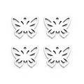 Detail view of 4 butterfly-shaped stainless steel hollow charms with silver mirror finish - Hollow Butterfly Shape (F3475)