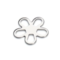 Nahaufnahme von poliertem Edelstahl-Anhänger in Blumenform mit hohlgearbeitetem Design - Fünfblättriger Hohler Blütenverbinder (F3509)