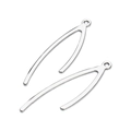 Detailaufnahme polierter Edelstahl-Wishbone-Anhänger für DIY-Schmuckherstellung - Wunschknochen Gebogene Hakenform (F3534)