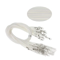 Cordón de collar de cera blanca con cierre de langosta plateado y cadena de extensión - 1.5mm / Blanco