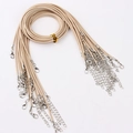 Cordón de collar encerado beige con cierre de mosquetón plateado y cadena de extensión - 1.5mm / Beige