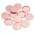 Rose gold round bezel trays for DIY pendants made of high-quality metal alloy - Inner Diameter 25mm / Rose Gold