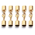 Five sets of polished gold lobster clasps and cord end caps for DIY jewelry making - Hole 2mm / Gold