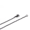 Detail of black stainless steel flat cable chain necklace with lobster clasp closure - 2mm Width {45cm/4g}(T8542) / Black