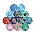 Lot de 12 cabochons en verre mandala et oeil de chat pour la création de bijoux DIY - 10mm (ai-20 pièces/paquet) / Motif Style Ethnique