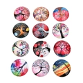 Set aus 12 runden Lebensbaum-Glascabochons mit verschiedenen Kunstmustern für DIY-Schmuck - 10mm (ai-20 Stück/Packung) / Lebensbaum