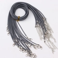 Cordones de collar encerados gris oscuro con cierres de langosta y cadenas de extensión DIY - Gris