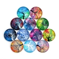 Makroaufnahme von 12 gemischten Lebensbaum-Glaskabochons für DIY-Schmuck und Basteln - 10mm (ai-20 Stück/Packung) / Lebensbaum-Muster