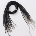 Pack de cordones negros encerados para collares con cierres de langosta y cadena extensible - Negro