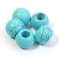 12mm Türkisperlen mit großen Löchern und natürlicher schwarzer Aderung für DIY - 12mm Kugel / Blauer Türkis
