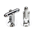 Polished silver copper round flat base cufflinks for DIY shirt jewelry accessories - 6mm / White K/Silver