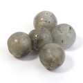 Fünf 12mm Naturstein-Rundperlen aus grauem Labradorit mit großen Löchern für DIY-Schmuck - 12mm Kugel / Blitzstein (Labradorit)