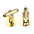 Polished gold round shirt cufflinks with rotatable T-bar toggle closures for men - 6mm / Gold