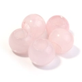Fünf runde 12mm Rosenquarz-Perlen mit großem Loch für DIY Schmuckherstellung - Rosenquarz