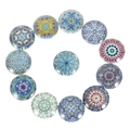 12er-Set runde Mandala-Glas-Cabochons mit böhmischen Mustern für die DIY-Schmuckherstellung - 12mm (ai-20 Stück/Packung) / Blumiges Glasmuster