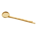 Barrette dorée ondulée avec base plate ronde pour accessoires de bijoux DIY artisanat - Diamètre Intérieur 14mm / Doré