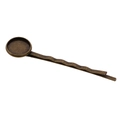 Antique bronze bobby pin with round bezel setting for DIY hair clip making - Bronze