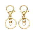 Pair of polished gold metal lobster claw clasps with swivel rings and keyrings - 30mm / Gold (8-Clasp)