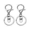 Set of two polished silver metal lobster clasps with swivel rings and flat keychains - 30mm / Silver (8-Clasp)