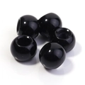 Fünf 12mm glänzend schwarze Natursteinperlen mit großem Loch für DIY Armbänder - Schwarzer Achat
