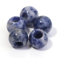 Fünf 12mm natürliche blau-weiße Sodalith-Perlen mit großem Loch für DIY-Schmuck - Blauer Sodalith