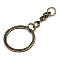 Llavero plano de bronce con cadena corta para accesorios de joyería artesanal - Diámetro Exterior 28mm / Bronce