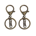 Set of 2 antique bronze lobster clasps with key rings and 8-shaped swivel hooks - 30mm / Antique Bronze (Short Chain)