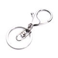 Polished silver alloy key ring with 360-degree swivel lobster clasp and split flat ring - 30mm / Chrome (8-Clasp)