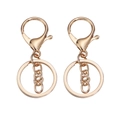 Pair of golden lobster clasps with chains and key rings for DIY jewelry accessories - 30mm / KC Gold (Short Chain)