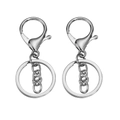 Silver lobster clasp keychain set with chain and round ring split accessory - 30mm / Silver (Short Chain)