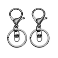 Set of two gunmetal gray metal lobster clasps with swivel rings and flat keyrings - 30mm / Gunmetal (8-Clasp)