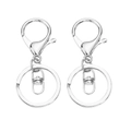 Polished silver metal lobster clasp with swivel ring and flat keychain loop set - 30mm / Silver (8-Clasp)