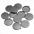 Gunmetal round pendant bezel trays for DIY jewelry making in dark grey finish - Inner Diameter 25mm / Gun Black