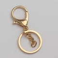Polished light gold keychain set with large lobster clasp, short chain, and flat split ring - 30mm / Gold (Short Chain)