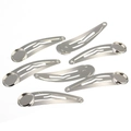 Detailed view of silver metal DIY snap hair clips with round flat base for bead sticking - 12mm / Silver