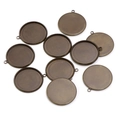 Set of 10 antique bronze round pendant trays for DIY jewelry making and necklace crafts - Bronze