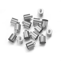 Polished silver copper end caps for jewelry making and leather cord fastening - Internal Diameter 6.5mm / White K/Silver