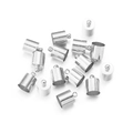 Polished silver barrel cord ends with loop rings for DIY jewelry making sets - Silver