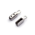 Pair of polished stainless steel cord end crimps for DIY jewelry making and leather crafts - 2mm Inner Hole / Steel