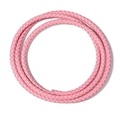 Braided 6mm pink leather cord in a coiled circular shape for DIY jewelry making - Pink