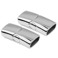 Close-up of high-polish rectangular stainless steel magnetic clasp for DIY jewelry making - Steel
