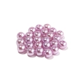 Close-up of lavender ABS imitation pearls with pre-drilled holes for DIY jewelry making - Light Purple