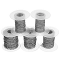 Lot de 5 bobines de chaînes O plates en acier inoxydable 2mm pour bijoux DIY - Modèle ultra-fin / Acier