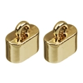 Golden plated alloy cord end caps for DIY jewelry making with polished oval finish - Gold (3X6mm)